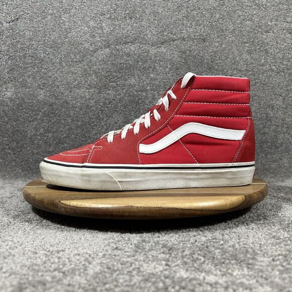 VANS SK8-HI Mens Sz 9.5 Women’s Sz 11 Racing Red Suede Skate Athletic Shoes Used main image 10